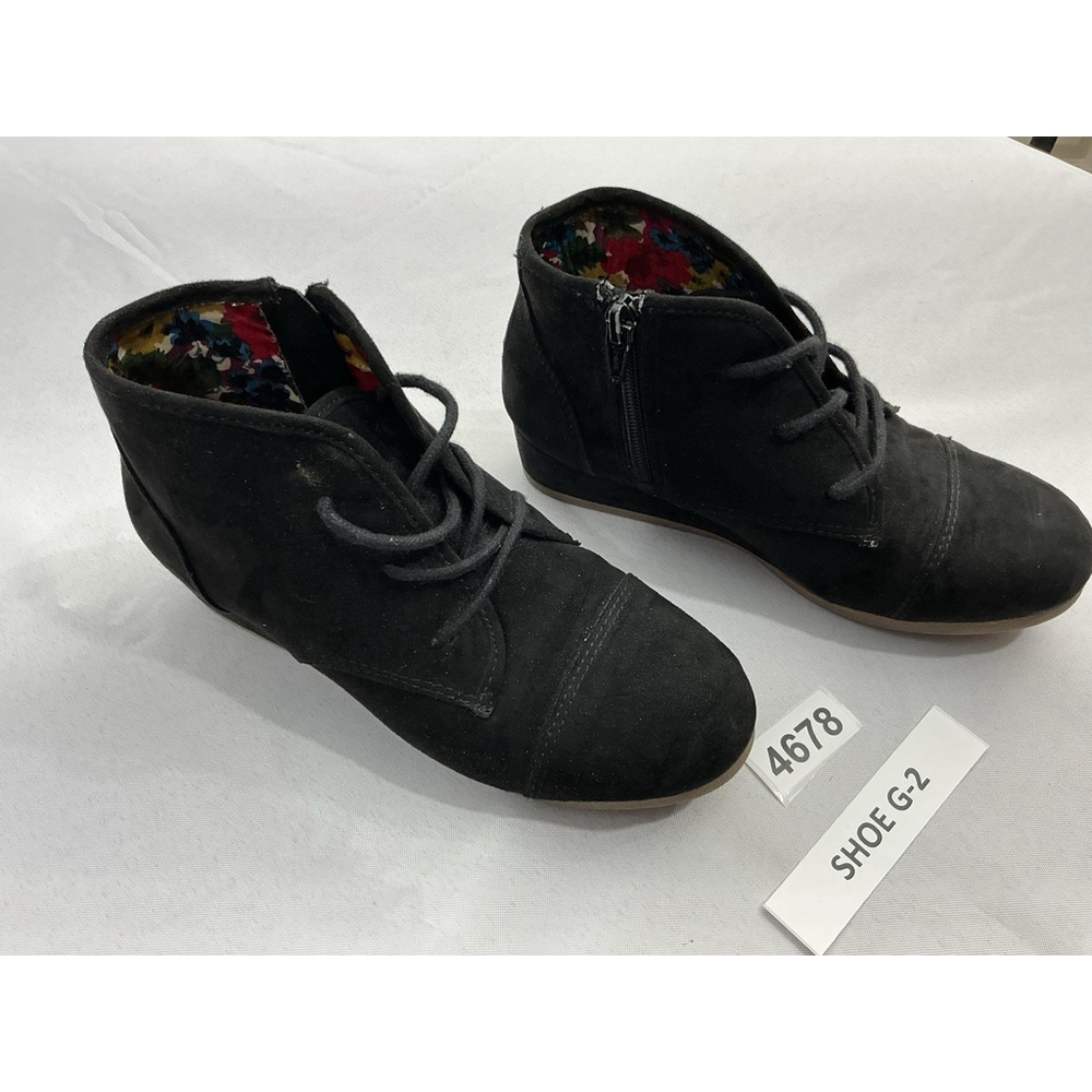 Girls Target Ankle Boot 4 Lace Up,zip Up Wedge Heel Black